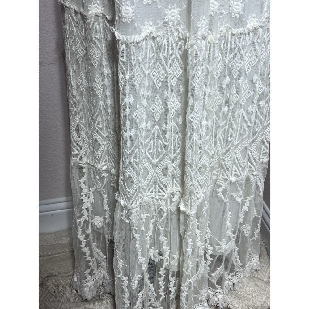 White Lace Long Maxi Dress Sz Large Boho Cottagecore Lined Cotton By Vasna - Picture 8 of 13